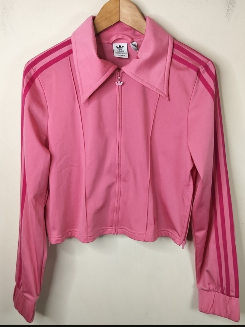 Retro adidas Pink Track Jacket with Dark Pink Stripes